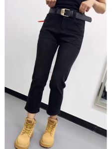 High Waist Straight Leg Denim Jeans Womens plus Size Elastic Slimming Leggings for Pear Shaped Body Spring Autumn New Style