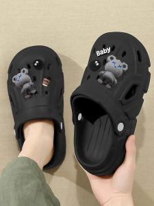 Thick Bottom Clog Shoes Summer Outdoor Anti-Slip Mens Womens Beach Sandals Slip-On Home Slippers Cartoon Style PVC Material