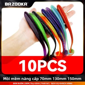 Mồi Câu Cá Silicon Mềm Bazooka 10 Chiếc Kiểu T-Tail Shad Worm Easy Shiner Mồi Câu Swimbait Dành Cho Cá Chó Pike Bass - Kích Thước 70mm-150mm - Nhiều Màu