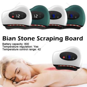 Electric Gua sha Massager Facial Machine Microcurrent Hot Stone Scraping Board Dredge Meridian Tool USB Rechargeable Electric Scraping Massager Dredging Lymphonic Neck Eye Facial Tools