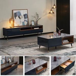 (FREE Installation+Shipping) KBS TV Cabinet / High Gloss Finished / Ceramic Table Top / Drawers Storage / Modern Minimalist Design / L180 x W40 H50 cm