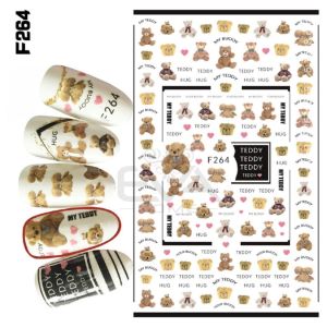 Miếng Dán Móng Tay 3D Nail Sticker Tráng Trí Hoạ Tiết Chú Gấu Dễ Thương Cute Bear F264