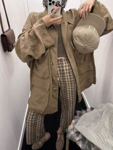 เสื้อแจ็คเก็ตแบบหลวมๆ สไตล์วินเทจสไตล์ฮ่องกงสำหรับผู้หญิง ฤดูใบไม้ร่วง/ฤดูหนาว 2025 ใหม่ ลำลอง แขนยาว สีสันสดใส