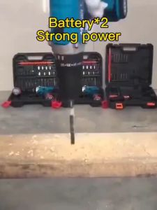 Makita สว่านมือ + 2 ก้อนแบตเตอรี่ เครื่องเจาะกระแทก 199V สว่านกระแทกไร้สาย สว่านแบตเตอรี่ สว่านไฟฟ้าไร้สาย Cordless Drill