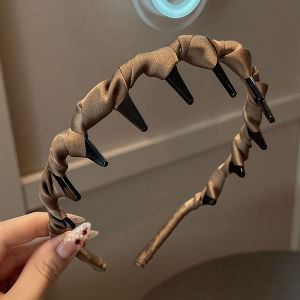 Womens Leopard Print Wave Hairband High Hairline Anti-Slip Toothed Hair Clip Fashionable Hair Accessories New 2024 Autumn Winter