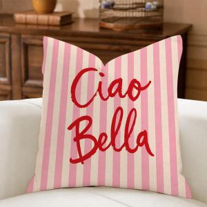 Pink Red Mediterranean Cushion Cover Natural Breathable Durable Linen Printed Decor Pillow Case Sofa Bedroom