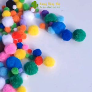 Pompom 200 Quả Nhiều Kích Thước Cho Bé Tập Vận Động Tinh Xương Rồng Nhỏ