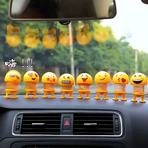 MOTOGO Car Toy Emoticon Doll Funny Shaking Multi-Funny Shaking Head Doll Small Ornaments Lovely Car Accessories Interior Doll Creative Coche Decoration Kawaii Accessories