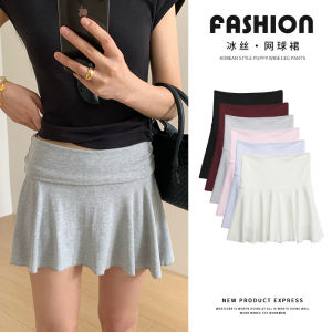 กระโปรงสั้นกีฬาเอวสูง กระโปรงยีนส์ทรงเข้ารูปสำหรับผู้หญิงในช่วงฤดูร้อน เอฟเฟกต์กระชับสัดส่วน กางเกงโยคะป้องกันแสงสะท้อน