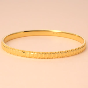 Chow Sang Sang 周生生  999 24K Pure Gold Price-by-Weight Gold Beaded Edges Slip-On Bangle 93723K