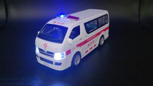 โมเดลรถพยาบาล รถตู้ขนส่งผู้ป่วย ฉุกเฉิน กู้ภัย รถยนต์ รถสะสม รถเหล็ก มีเสียงมีไฟ ของเล่น สะสม 1:32 Toyota Emergency Ambulance Passenger Van Hospital No.120 Car Diecast Metal Toy