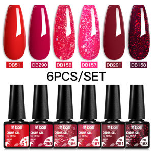 6pcs/Set 6ml Gel Nail Polish Set Nude Pink Gel Varnishes Kit Glitter Soak Off Uv Led Gel Semi Permanent Nail Art Gel Lacquer