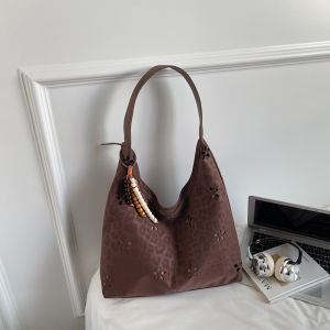 กระเป๋าถือหนังกลับสไตล์ย้อนยุคขนาดใหญ่สำหรับผู้หญิง กระเป๋าสะพายไหล่แบบลำลองสำหรับเดินทางในฤดูใบไม้ร่วง/ฤดูหนาว กระเป๋าถือทรงสี่เหลี่ยม