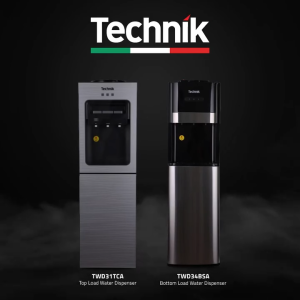 Technik Freestanding Water Dispenser Bottom Load Water Gallon with Stainless Steel Door 3 Options-Hot/Normal/Cold TWD-34BSA (Black & Stainless)