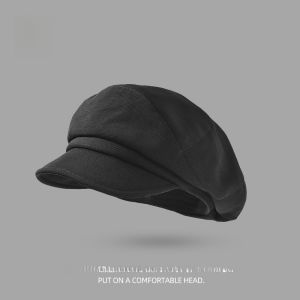 Black Beret Hat Womens New 2025 Autumn Winter Artist Hat Newsboy Cap Versatile Face Slimming Spring Autumn Octagonal Hat