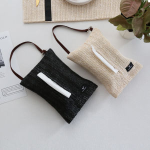Modern Simple Handwoven Tabletop Tissue Box Home Use Drawstring Paper Towel Holder Multi-Functional Car Hanging Tissue Bag