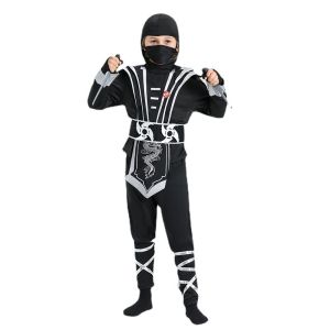 Kids Ninja Kungfu Costume for Boys Cosplay Masked Assassin Birthday Halloween Dress Up