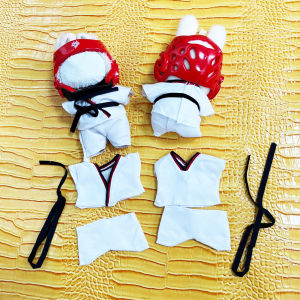 6.69inch Doll Clothes for LABUBU Pendant As Hat Replacement for Sports And Leisure Suit Clothing Belt Taekwondo 3pcs (No Dolls)