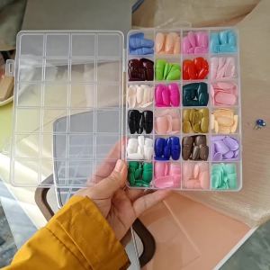 24Colors(288pcs) Short Oval Press On Nails Glossy Pure Color Full Cover Fake Nail Colorful Acrylic False Nail DIY Manicure Kits