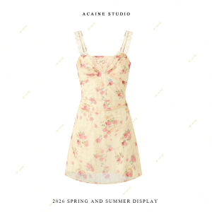 Intoxicating Plum Pattern V-neck Lace Edge Waist-cinching Sleeveless Floral Dress