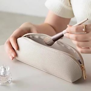 [TL]PU Leather Pencil Pouch With Waterproof Surface Metal Zipper For School Office Stationery Storage