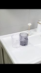 Ly Nước Đánh Răng Hoạ Tiết Sóng Nước 3D Phong Cách Châu Âu Cốc Đánh Răng Nhựa Cao Cấp Bền Bỉ Có Tay Cầm BAUHO