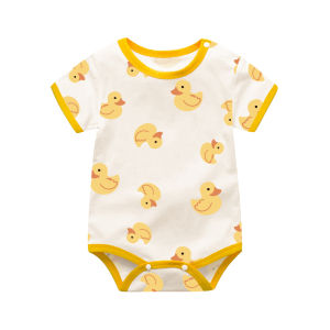 cat and fish | Short Sleeve Baby Girls Romper for Summer Thin