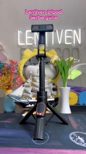 LENTIVEN Tongsis Bluetooth Selfie Stick Tripod With Remote 4 In 1 Portable Flexible LED A36P