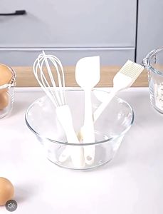Silicone Baking Set 3PCS Spatula Oil Brush Hand Whisk Heat Resistant Kitchen Tools