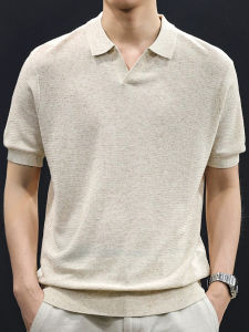 Breathable Ramie T-shirt Mandarin Collar Vintage Style