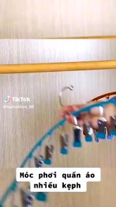 Móc Treo Đồ Lót Tất Vớ 10 Kẹp Bọc Nhựa Có Khóa Chống Gió - Móc Treo Quần Áo 10 Móc Inox Siêu Tiện Lợi