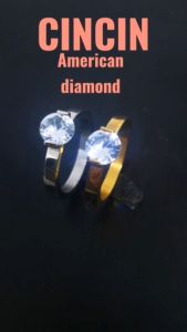 Cincin Wanita Batu American Diamond Gold Silver 100% Stainless Steel Titanium Cincin Titanium Import Cincin Titanium Pria Wanita Anti Karat Cincin Anti Karat