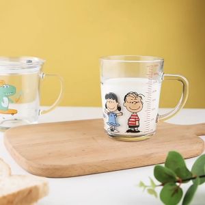 [HCM] Cốc pha sữa thuỷ tinh chia vạch có nắp và ống hút 400ml Randy