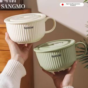 Microwaveable Rice Container Ceramic with Handle and Lid