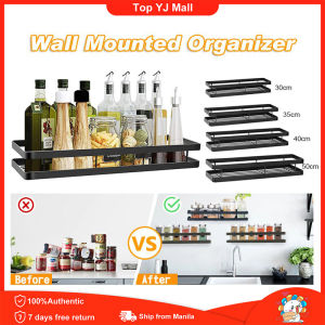 Top YJ Mall Wall Mounted Kitchen Hanging Rack Spice Storage Holder Kitchen Condiment Organizer Bathroom Shelves