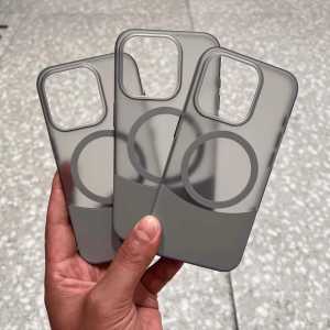 Semi-Transparent Magnetic Charging Phone Case for 13Promax Frosted Anti-Fingerprint Simple Design Protective Cover for Men And Women