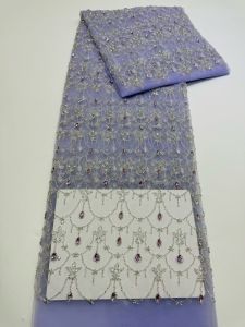 OLEVO | 2026 Luxury French Mesh Beaded Lace Fabric with High-Quality African Sequins for Groom Wedding Dresses Sewing in Nigerian Style