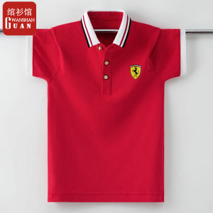 Boys Summer Short Sleeve Polo Shirt Pure Cotton Large Childrens Turn-down Collar Red Leading Edge Casual Straight Cut T-shirt