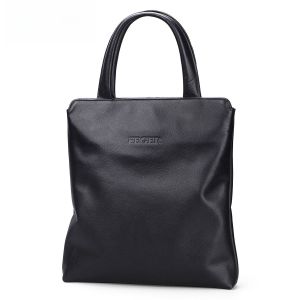 FEGER | กระเป๋าหนังแท้ชาย กระเป๋าถือธุรกิจแบบตั้งฉาก กระเป๋าใส่โน้ตบุ๊ก 12 นิ้ว กระเป๋าสะพายไหล่แบบหนังแท้ กระเป๋าใส่ของสำหรับผู้ชาย