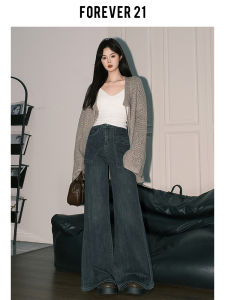 High Waist Wide Leg Denim Jeans Women Loose Pear Shape Drapey Straight Cut Retro Style Blue Jeans Forever 21 Hong Kong Style