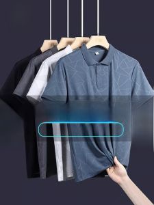 ROMON | Mens Ice Silk Short Sleeve Polo Shirt Loose Fit