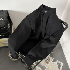 White Deconstruct Plus Size Shirt Mens Fancy Stylish Niche Style Long Sleeves Shirt Profile Split Stand Collar Outwear