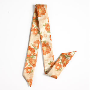 Original Design Orange Ombre Silk Scarf Hairband Elegant Fading Satin Hair Tie Fashionable Hair Accessories Hair Ring