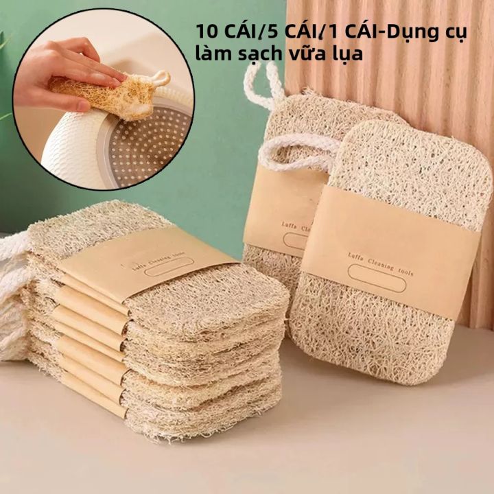 Bọt Biển Tắm Tự Nhiên Hai Lớp Dùng Cho Vệ Sinh Nhà Bếp, Khăn Lau Sợi ...