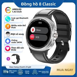Đồng Hồ Thông Minh Nam Watch 8 Ultra Classic Với GPS NFC Màn Hình AMOLED La Bàn Khả Năng Chống Nước 3ATM Chức Năng Theo Dõi Sức Khỏe Và Gọi Điện