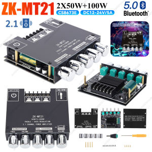 โมดูลเครื่องขยายเสียง ZK-MT21/TB21 สำหรับซับวูฟเฟอร์ 2x50W+100W 2.1 แชนแนล ระบบดิจิตอล รองรับ AUX บลูทูธ 12/24V สเตอริโอแอมป์ HiFi