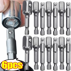 6/3Pcs Chrome Steel Socket Adapter Set Hex To Square Socket Adapter 1/4 3/8 1/2 Inch Steel Impact Extension Rod Power Drills Hand Tools