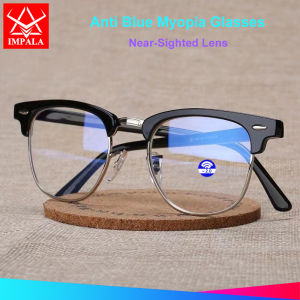 IMPALA JS6013W Anti Blue Computer Glasses Graded Lens Myopia Glasses for Men and Women Anti Radiation Nearsighted Eyeglasses