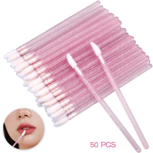 50 Disposable Lip Brush Glitter Crystal Wand Lip Gloss Applicators for Precise Lipstick and Gloss Makeup Tools