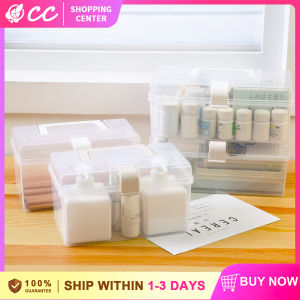 Portable Medicine and Emergency Storage Box with Handle Large Capacity Dustproof Cover Organizer